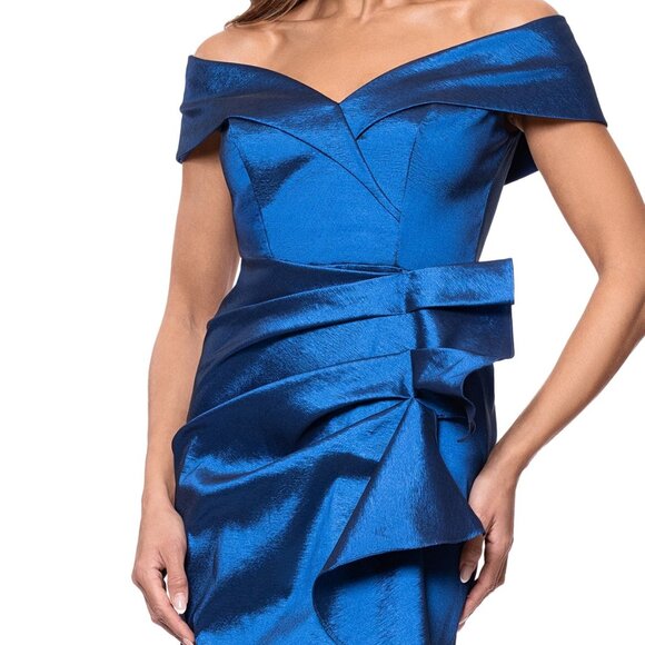 XSCAPE Sapphire Off-Shoulder Taffeta Sweetheart Gown NWT 14 • Sold Out Elsewhere - Picture 4 of 5